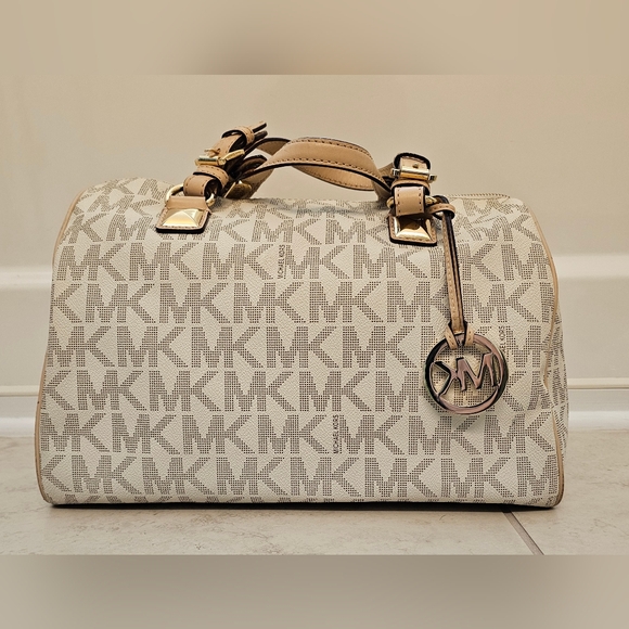 Michael Kors Beige Monogram Satchel - Picture 1 of 11